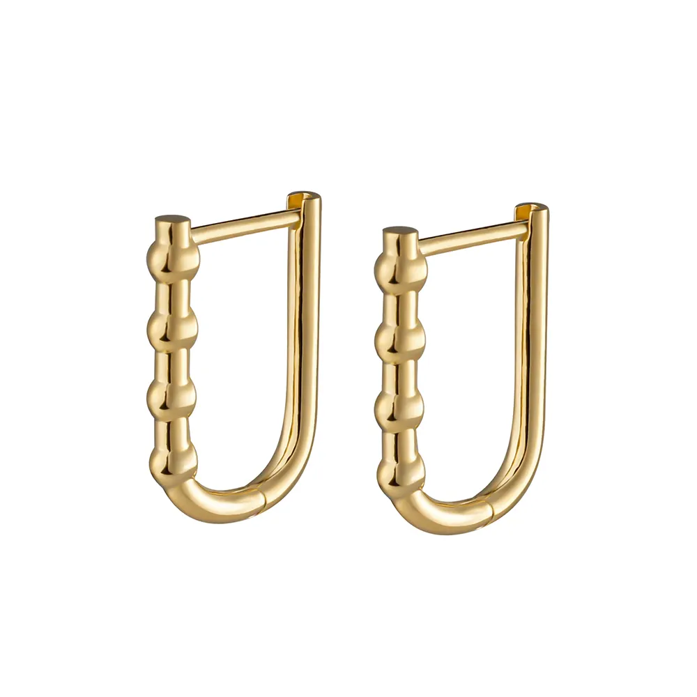 Factory Direct 18k Gold Plated High Quality Silver 925 Oval Dot Creole Huggie Hoop Earrings