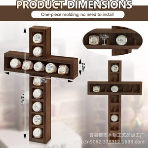 Wooden Cross Ring <b>Display</b> Rack <b>Wall</b> Mounted Geometric Storage Shelf For Champion Rings Freestanding <b>Display</b> Stand - Product Image 3