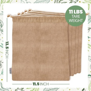 Bolsas de algodón orgánico reciclado natural respetuosas con el medio ambiente personalizables bolsas de lona con cordón de muselina - Product Image 3