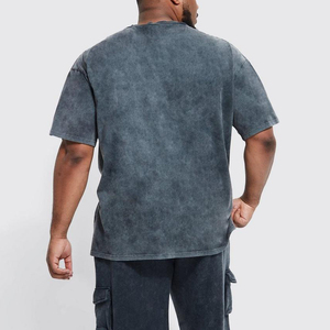 Men's Acid Wash T-<b>Shirt</b> Oversized Vintage Streetwear Hip Hop Style 100% Cotton Knitted Customizable Logo Eco-Friendly Quick Dry - Product Image 2