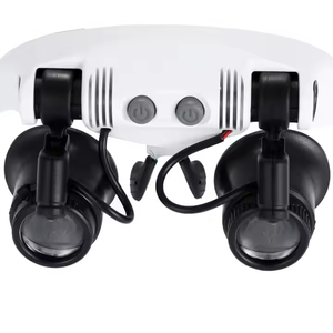 10x/15x/20x/25x नेतृत्व वाली मैग्निफायर डबल आई ग्लास लैम्प लेन्स 8-लेंस एलईडी ज्वेलरी के लिए 8 लेंस एलईडी लैंप स्ट्रैप ग्लास - Product Image 4