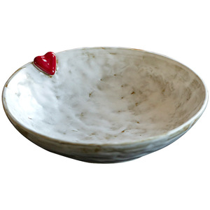 Assiette en céramique en forme de cœur de 9 pouces, faite à la main, grande capacité, pour servir des fruits, des desserts, des collations lors de fêtes - Product Image 5