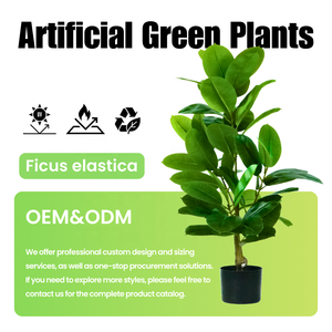 Grand arbre artificiel d'intérieur durable en ficus Leastica vert avec pot en plastique, éco-responsable, décoration de maison et de bureau, toujours vert - Product Image 1