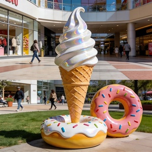 Scultura Gigante in Vetroresina a Forma di Cono Gelato per Esterni, Statua Realistica in FRP per Centri Commerciali e Decorazioni per Negozi - Product Image 3