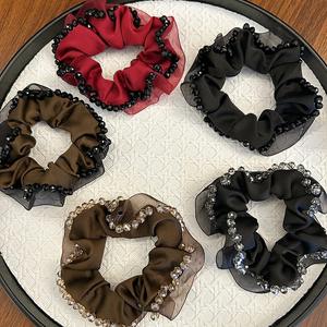 Serre-tête en satin fait main avec bordure en cristal, style coréen, 9 cm, accessoire de mode pour femme, usage quotidien - Product Image 2