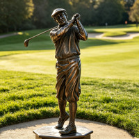 Statuette de golfeur antique en bronze coulée à la main, taille et patine personnalisées, décoration extérieure pour club de golf, sculpture en bronze