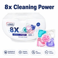 Lessives en dosettes écologiques personnalisées, parfum floral, concentrées pour machine à laver automatique