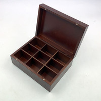 Boîte de rangement de thé en bois 9 compartiments thé en bois couvercle à charnière organisateur de thé marron