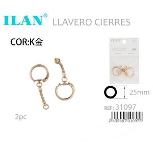 Set di fermagli per portachiavi Ilan 25mm oro K 2 pezzi - Product Image 2