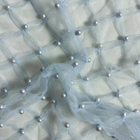 Nouveautés : Tissu en maille respirant brodé de sequins et de perles, 100 % polyester tricoté, poids moyen, pour robes de mariée femme et fille