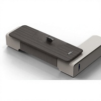Escritorio Ejecutivo en Forma de L RG-T08 con Refrigeración Activa para PC de Doble Ventilador, Revestimiento de Cuero de Microfibra de 60 mm, Ecológico y Moderno para Oficina