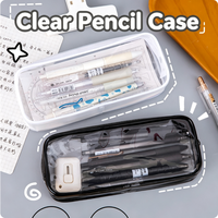 Pochette à crayons en PVC transparent, sac de rangement multi-usages imperméable, organisateur à fermeture éclair de grande capacité pour la papeterie et les cosmétiques