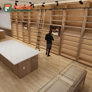 Portable Smoke Shop Display Cabinet Wood Glass Counter LED Light Tobacco Display Cabinet - Product Image 2