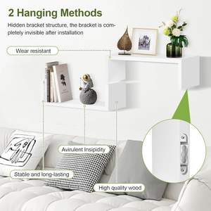 Mensola a Parete a Forma di U, Set di 5 Mensole, 24/28/34/38/42 Cm, Mensole in Legno, Mensole Fluttuanti, Carico Massimo 30 kg - Product Image 5