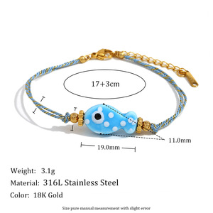 New Hot Versatile Creative Hand Jewelry Fish Braided <b>Rope</b> <b>Bracelets</b> Stainless Steel Plated 18K Gold <b>Bracelets</b> - Product Image 2