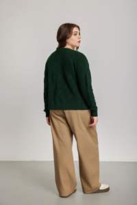 Cardigan da <span class=keywords><strong>Donna</strong></span> Autunno Inverno Verde Facile da Indossare con Scollo a V Standard Dettagli con Bottoni Dorati Premium Stile Vintage Maglione 100% Cotone - Product Image 4