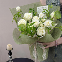 L-R0755 Matériaux d'emballage pour bouquets en lin coloré imitation vintage et pulpe mélangée, fournitures pour fleuristes, rouleau d'emballage floral