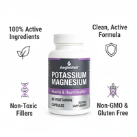 Aeglewell Potassium & Magnesium Mineral Capsules Berbahan Dasar Tumbuhan Vegetarian 60 Kapsul untuk Pemulihan Otot Kesehatan Jantung