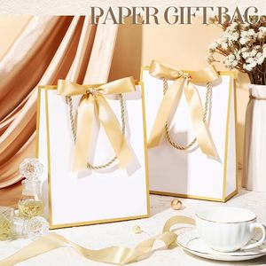 Sacchetti Regalo in Oro Bianco con Manico, Sacchetti Regalo con Fiocco <span class=keywords><strong>per</strong></span> Capodanno, San Valentino, Matrimoni, Compleanni, Natale - Product Image 3