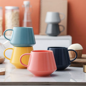 <span class=keywords><strong>Taza</strong></span> de café esmaltada personalizada, Tazas modernas de cerámica de Color nórdico, gris, azul, negro y rosa, 13oz - Product Image 6