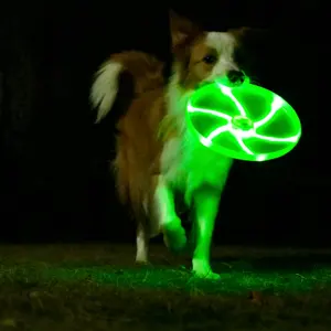 LaRoo 2024 novo design fornecedor brinquedo para animais de estimação disco voador LED recarregável para cachorro interativo noturno