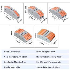 JINH 미니 재사용 가능 터미널 커넥터 푸쉬인 레버 너트 와이어 연결용 전기 케이블 접속 커넥터 - Product Image 5