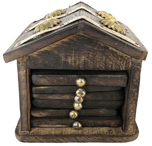 Posavasos de Madera Hechos a Mano con Forma de Cabaña - Juego de Regalo de 6 Piezas - Adorno Decorativo de Rajasthan - Product Image 1