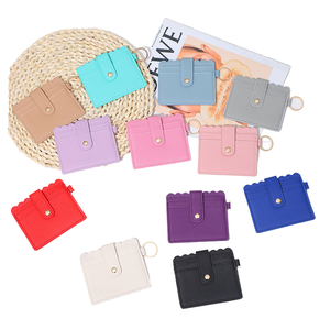 Tarjetero de cuero PU Wriza Fashion con cierre de botón a presión, estuche delgado para tarjetas de crédito ATM, llavero para hombres y mujeres, accesorio de cartera - Product Image 1