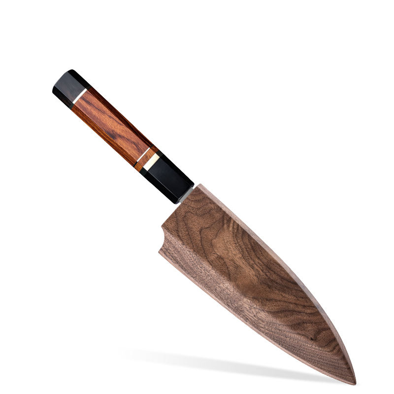 Couteau Deba 7 ''en bois rouge avec étui