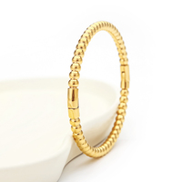 Bracelet en acier inoxydable plaqué or PVD 18 carats avec motif de perles, fermoir design, bijoux de mode, vente en gros
