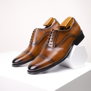 Zapatos Oxford Marrones Genuinos con Punta Puntiaguda y Cordones para Vestir, Ideales para el Trabajo y Uso en Todas las Estaciones, Envío Directo - Product Image 3