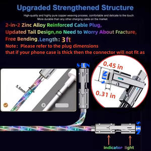 كابل شحن متعدد 4 في 1 عالمي مع إضاءة LED متدفقة لهواتف آيفون 17 برو ماكس وسامسونج وهواوي - Product Image 4