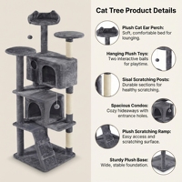 Arbre à chat multi-niveaux en peluche écologique de qualité supérieure avec poteaux à gratter en sisal naturel, emballage en carton