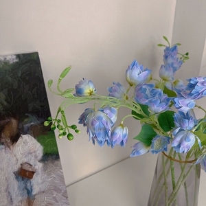 Yasunobu Artificial Flowers Flocked Phoenix Tail Blue <b>Silk</b> Flower Home Wedding Decoration - Product Image 3