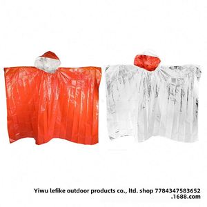 Poncho imperméable thermique d'urgence pour l'extérieur, pour la survie, le camping, la randonnée, l'escalade, protection contre l'hypothermie - Product Image 2