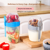 Conteneur de stockage alimentaire moderne en plastique écologique réutilisable et portable avec couvercle pour le petit-déjeuner, les fruits et les légumes