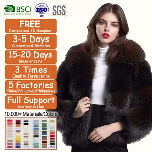 Custom Clothing Manufacturers Custom Long Sleeves Women Fluffy Fur Jacket Winter Real Fox Fur Coat For Ladies