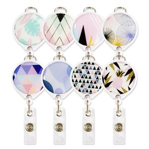 Porta Tarjetas de Identificación con Clip Retráctil de Plástico con Diseño de Lluvia Otoñal, Clip para Cordón Tipo Mosquetón, Logotipo Sellado con Epoxi - Product Image 1