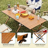 Table de camping rectangulaire pliable en aluminium de 4 pieds, légère et portable, pliable et enroulable, pour pique-nique en plein air, plage ou fête