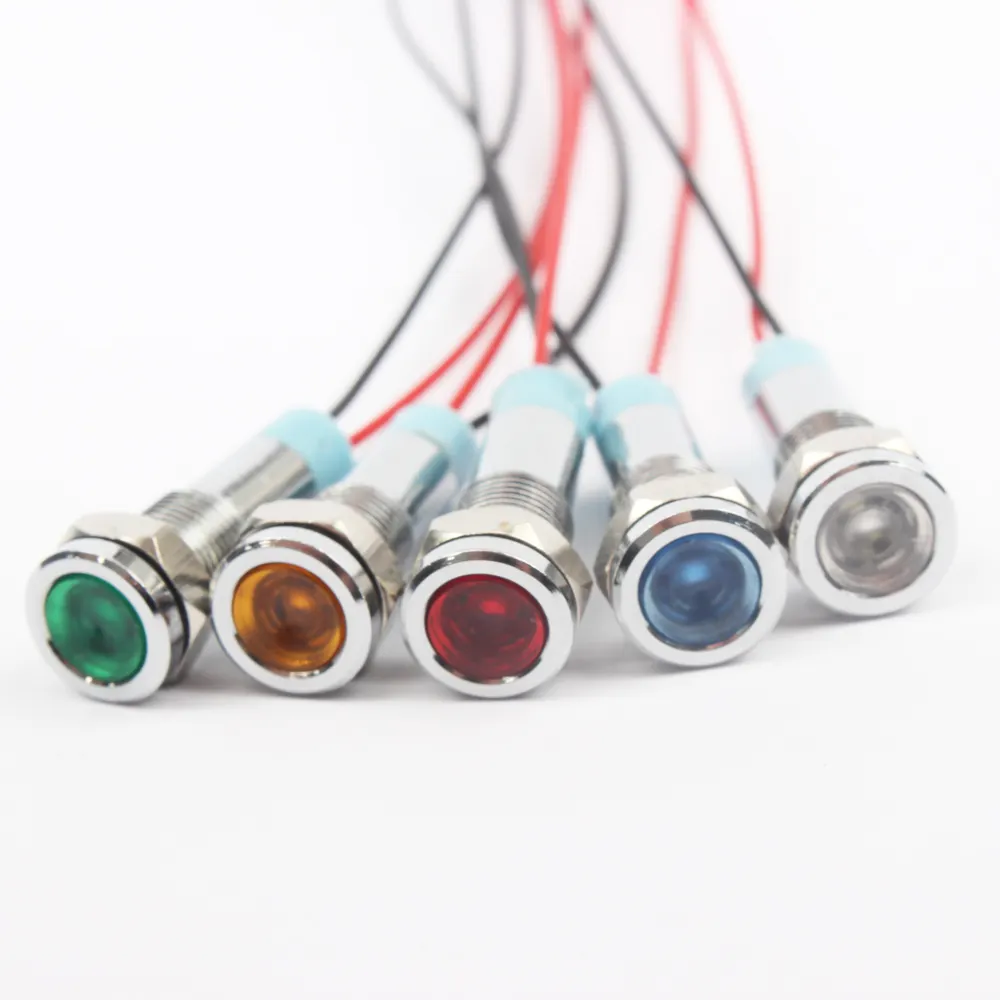 6mm Installation durchmesser Metall rot 12V LED-Kontroll leuchte mit Kabel führung