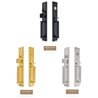 Ensemble de poignée de porte et de loquet sécurisé plaqué or - Serrure d'entrée à clé avec bouton rotatif intérieur pour la maison