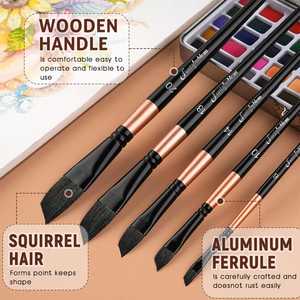 Poignard professionnel personnalisé poils d'écureuil synthétiques manche en bois artiste pinceaux ensemble pour aquarelle <span class=keywords><strong>peinture</strong></span> acrylique - Product Image 2