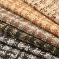 Tissu Tweed Teint en Fil en Gros pour l'Automne et l'Hiver, Tissu Tweed Tissé à Carreaux en Polyester pour Manteaux et Costumes Féminins