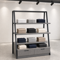Étagère grise en forme de A pour vêtements, présentoir en bois avec tiroir inférieur, robuste