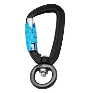 Wonjo 4KN Aluminum Alloy Round Twist Gate Locking Snap Hook Dog Leash Swivel Carabiner