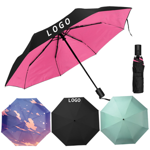 New Design Automatic Open Custom logo Umbrella with UV 3 Fold Auto Open and Close Rainproof Outdoor Shading Parasol Umbrellas