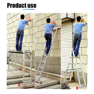 <span class=keywords><strong>Escalera</strong></span> <span class=keywords><strong>plegable</strong></span> moderna <span class=keywords><strong>de</strong></span> <span class=keywords><strong>aluminio</strong></span> <span class=keywords><strong>de</strong></span> <span class=keywords><strong>2</strong></span> secciones, extensión <span class=keywords><strong>de</strong></span> 3 <span class=keywords><strong>metros</strong></span>, escalón <span class=keywords><strong>plegable</strong></span>, certificado EN131 para uso en ático <span class=keywords><strong>de</strong></span> loft al aire libre - Product Image 4