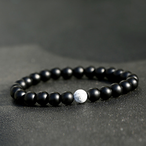 Fashion Black Matte Stone Bead White Howlite Stone <strong>Yin</strong> <strong>Yang</strong> Couple <strong>Bracelet</strong> Set Distance His &amp; Hers Forever <strong>Bracelet</strong> Wholesale - Product Image 5
