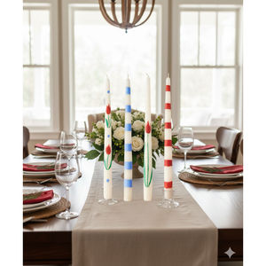 Hand-Painted Decorative <b>Taper</b> <b>Candles</b> Colorful Modern Home Dcor (Set of 4) for Valentine's Day & Birthdays Votive <b>Candle</b> - Product Image 2