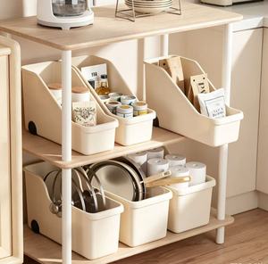 Bac de rangement en <span class=keywords><strong>plastique</strong></span> à ouverture inclinée avec roulettes, organisateur de tiroir coulissant pour cuisine, casseroles, épices, vaisselle et articles divers - Product Image 5